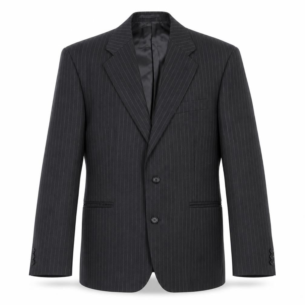 LABEL Mens Grey Striped Wool Jacket Suit Jacket Size 42