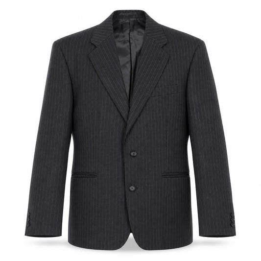 LABEL Mens Grey Striped Wool Jacket Suit Jacket Size 42