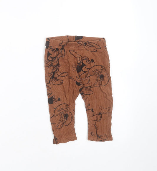 Zara Baby Brown  Cotton  Leggings Size 12-18 Months   - Mickey mouse