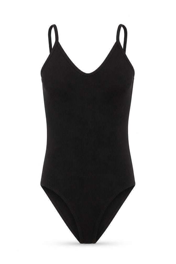 River Island Womens Black Striped Polyester Bodysuit One-Piece Size 6