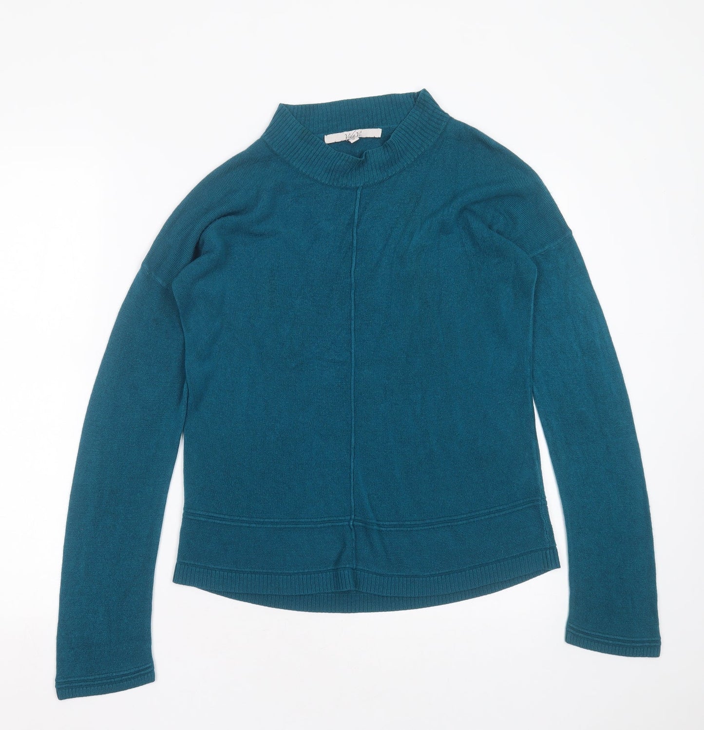VIDA VI Womens Blue Round Neck  Acrylic Pullover Jumper Size M