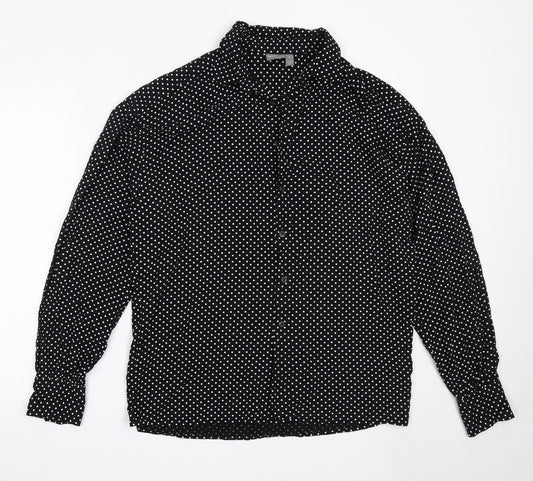 ASOS Womens Black Polka Dot Viscose Basic Button-Up Size M Collared