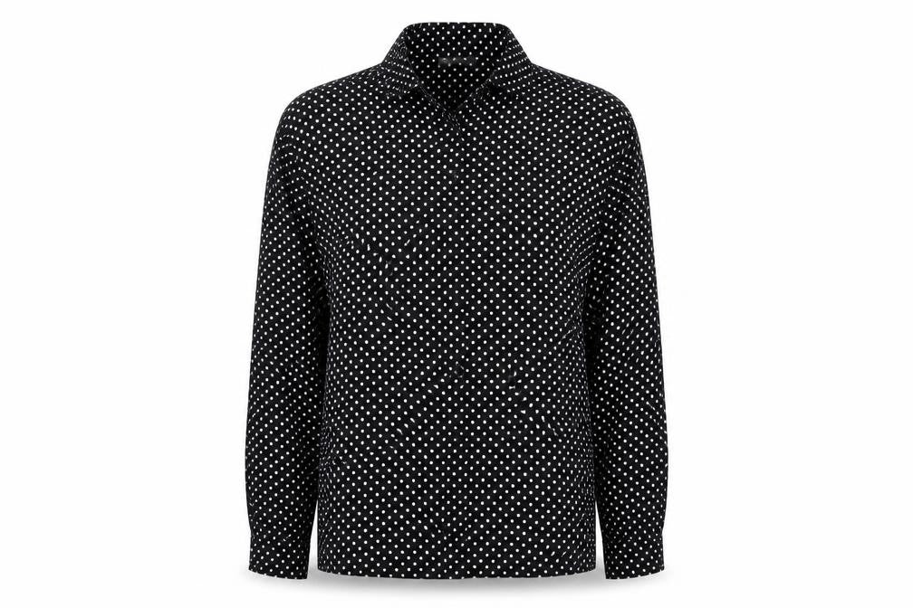 ASOS Womens Black Polka Dot Viscose Basic Button-Up Size M Collared