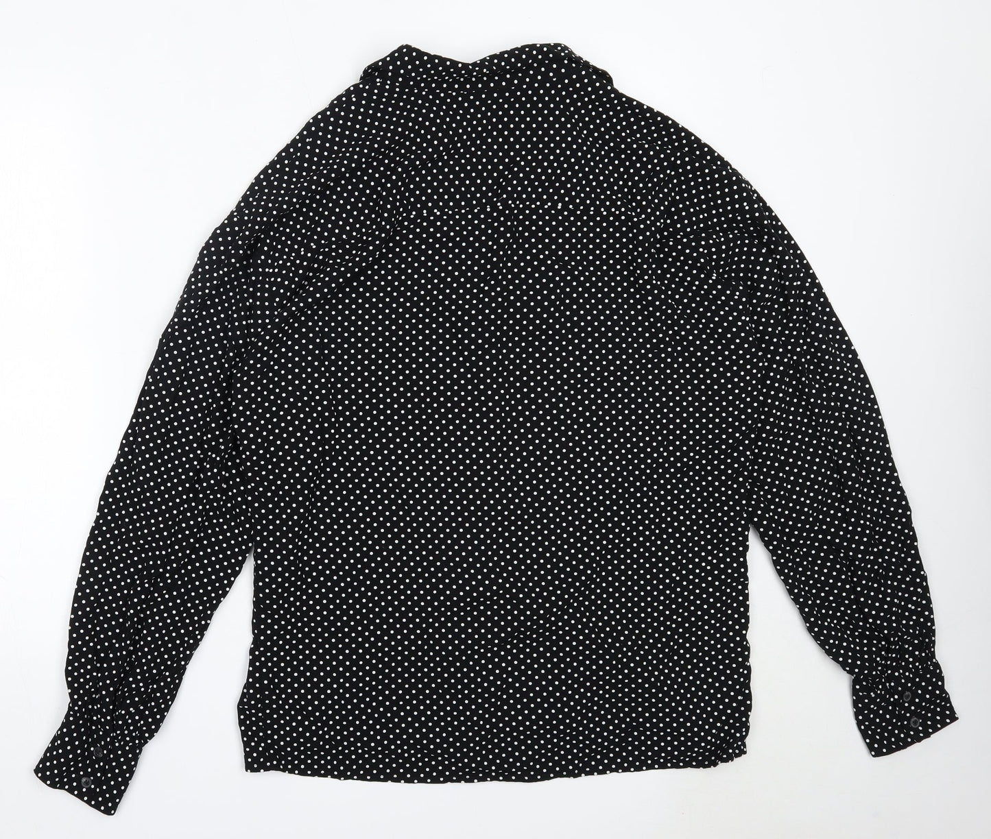 ASOS Womens Black Polka Dot Viscose Basic Button-Up Size M Collared