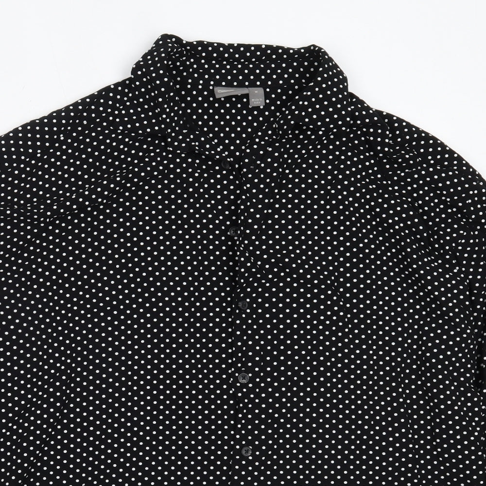 ASOS Womens Black Polka Dot Viscose Basic Button-Up Size M Collared