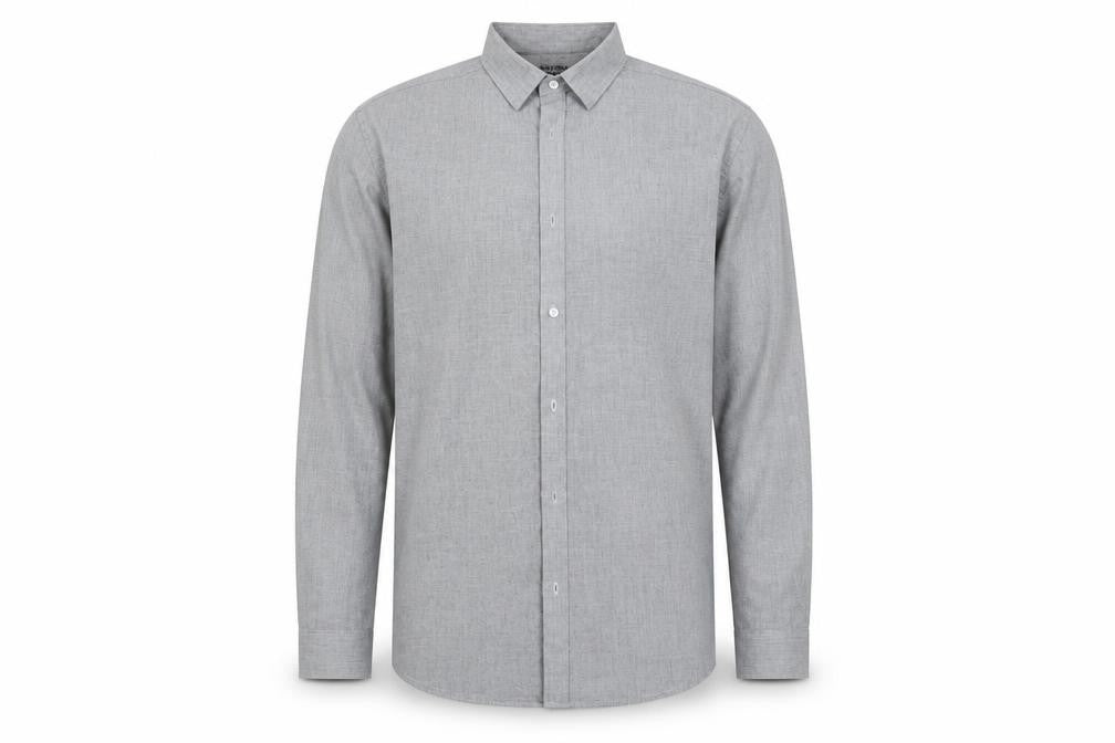 Easy Mens Grey  Polyester  Button-Up Size L Collared