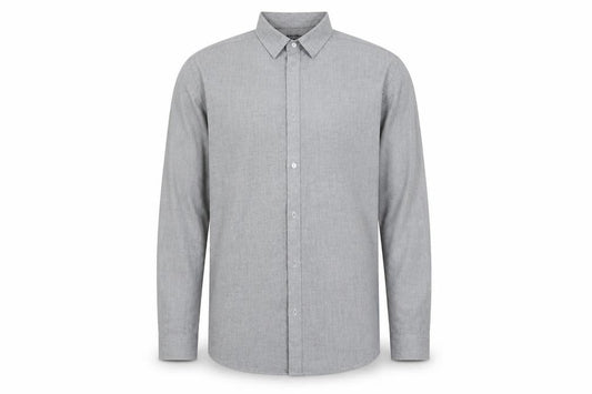 Easy Mens Grey  Polyester  Button-Up Size L Collared