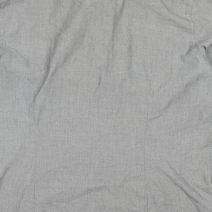 Easy Mens Grey  Polyester  Button-Up Size L Collared