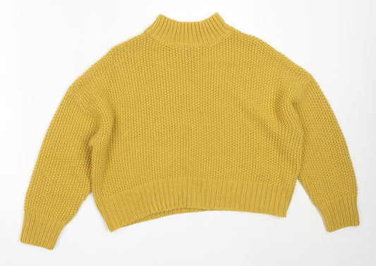 New Look Womens Yellow Round Neck  Acrylic Pullover Jumper Size S