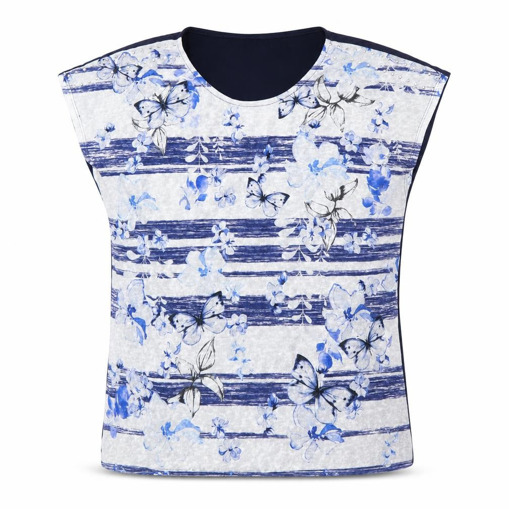Love Tees Womens Multicoloured Floral Polyester Basic T-Shirt Size 16 Round Neck