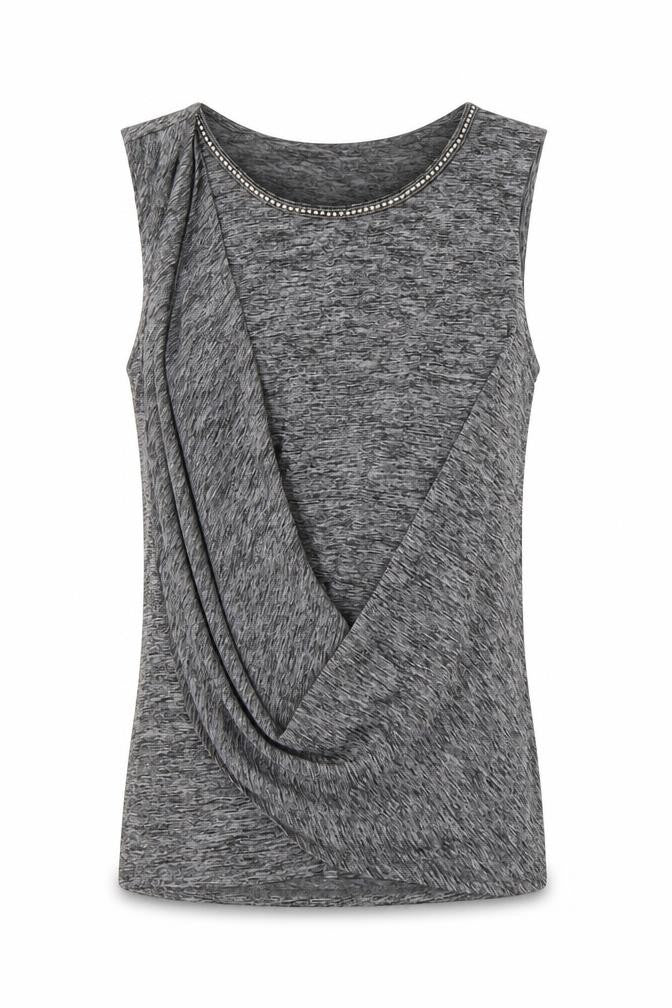 Very Womens Grey  Viscose Basic Tank Size 12 Round Neck