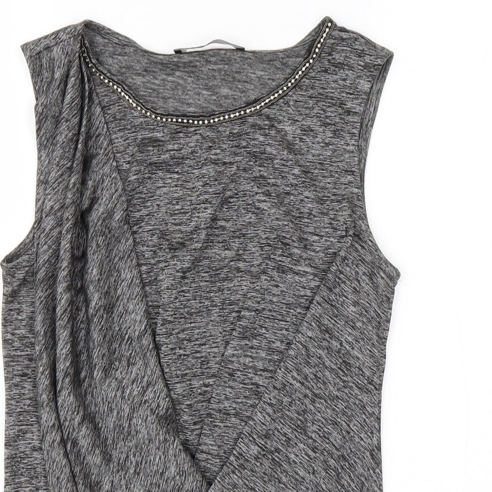 Very Womens Grey  Viscose Basic Tank Size 12 Round Neck