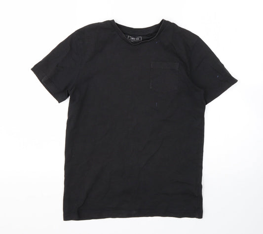 NEXT Boys Black  Cotton Basic T-Shirt Size 10 Years Round Neck