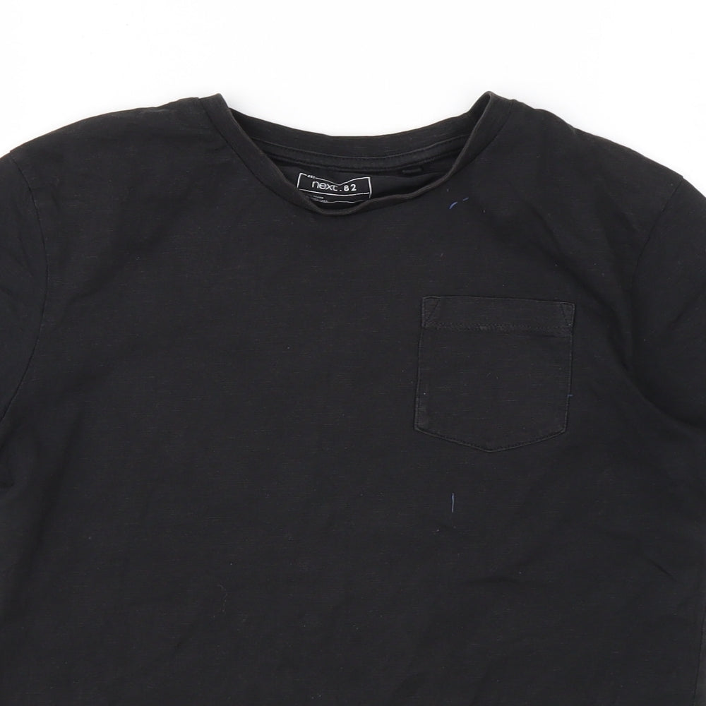 NEXT Boys Black  Cotton Basic T-Shirt Size 10 Years Round Neck