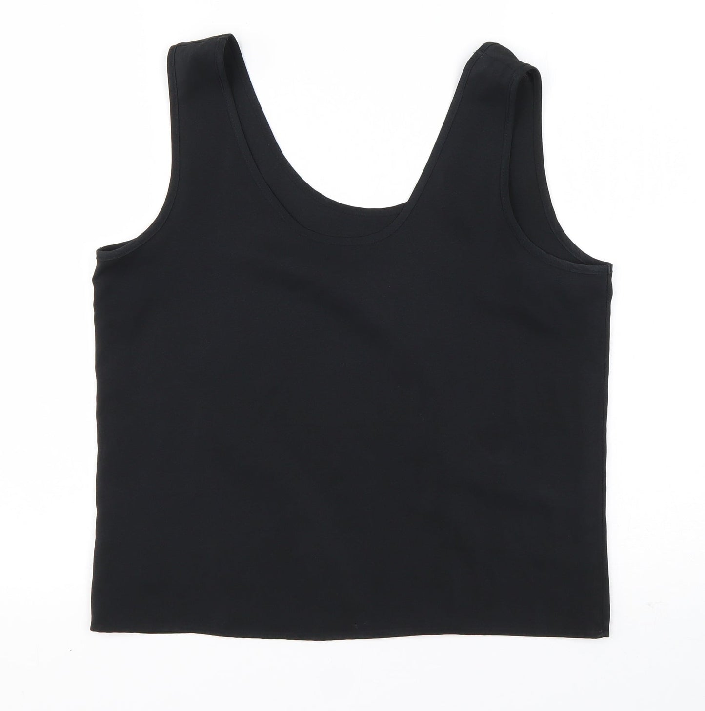 St Michael Womens Black  Polyester Basic Tank Size 12 Round Neck