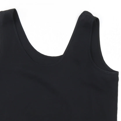 Preloved St Michael Womens Black  Polyester Basic Tank Size 12 Round Neck - Detail
