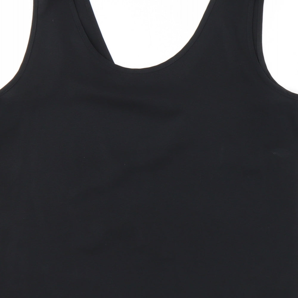 St Michael Womens Black  Polyester Basic Tank Size 12 Round Neck