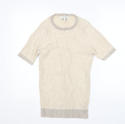 Preloved NEXT Womens Beige Round Neck  Cotton Pullover Jumper Size 16 - Front