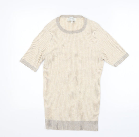 NEXT Womens Beige Round Neck  Cotton Pullover Jumper Size 16