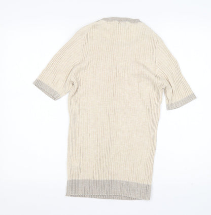 Preloved NEXT Womens Beige Round Neck  Cotton Pullover Jumper Size 16 - Back