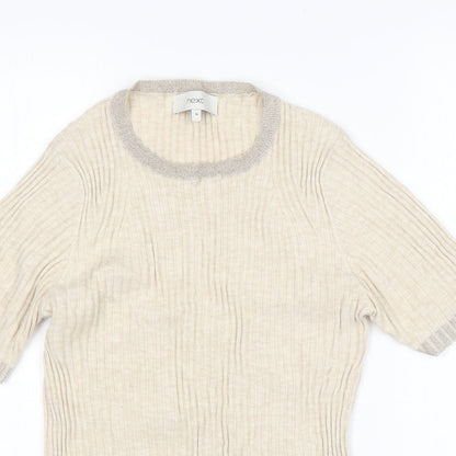 Preloved NEXT Womens Beige Round Neck  Cotton Pullover Jumper Size 16 - Detail