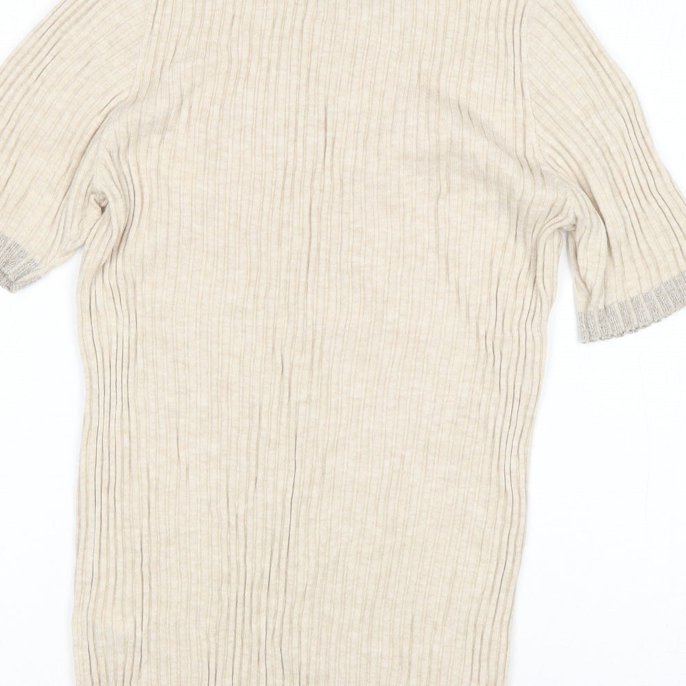 NEXT Womens Beige Round Neck  Cotton Pullover Jumper Size 16