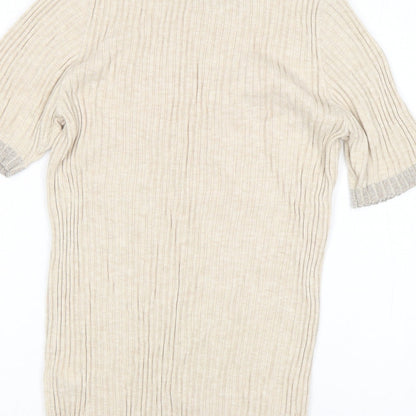 Preloved NEXT Womens Beige Round Neck  Cotton Pullover Jumper Size 16 - Label
