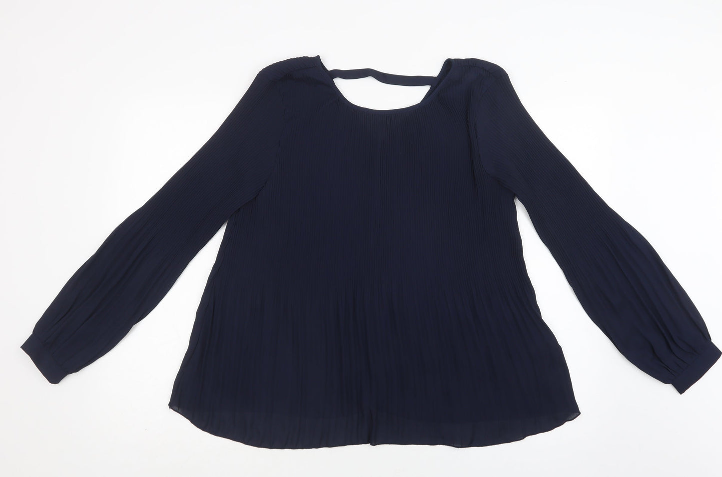 ICHI Womens Blue  Polyester Basic Blouse Size M Round Neck
