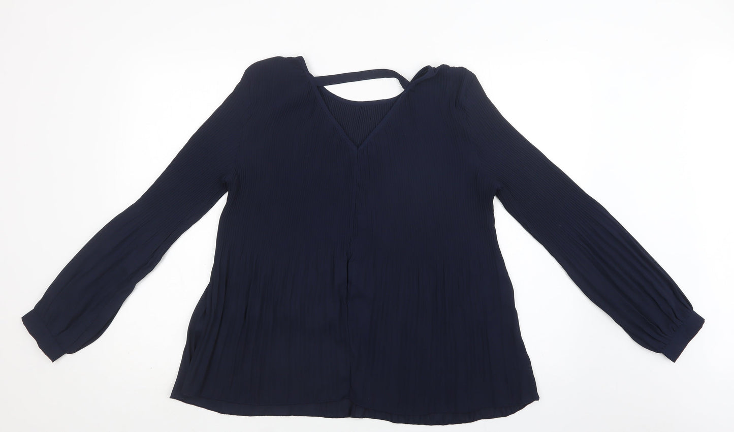 ICHI Womens Blue  Polyester Basic Blouse Size M Round Neck