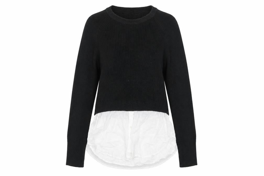 Real Clothing Womens Black Crew Neck  Acrylic Pullover Jumper Size L