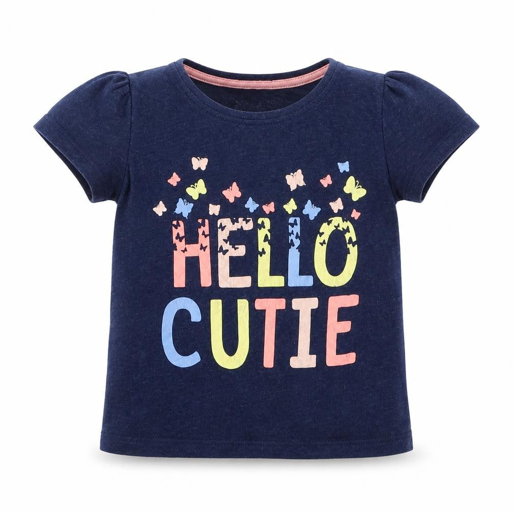 Primark Baby Blue  Cotton Basic T-Shirt Size 18-24 Months Crew Neck  - Hello Cutie