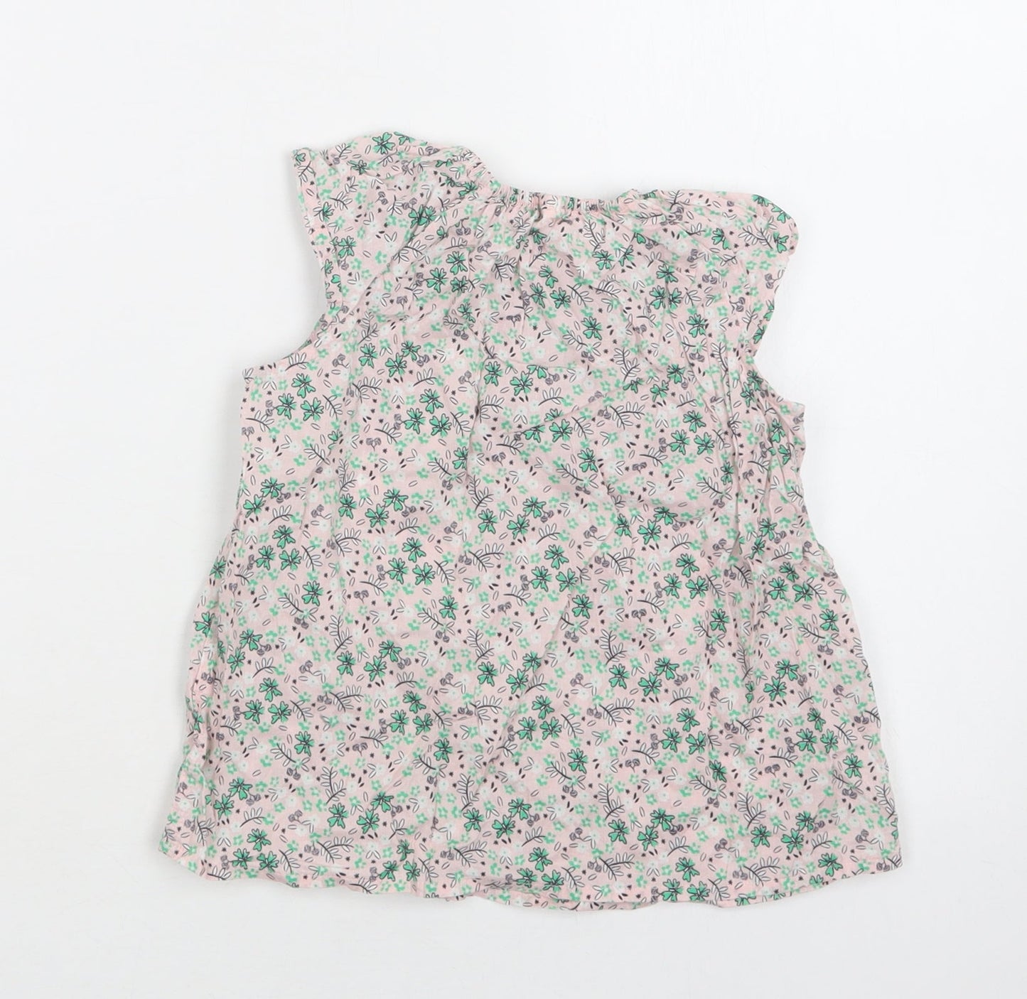 H&M Baby Pink Floral Cotton Basic Blouse Size 18-24 Months Round Neck