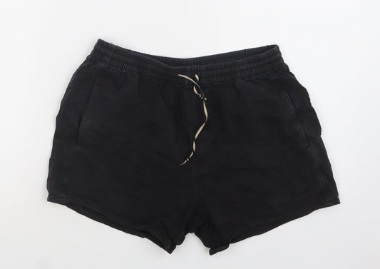 Hammer Womens Black  Cotton Sweat Shorts Size S L4 in Regular Drawstring