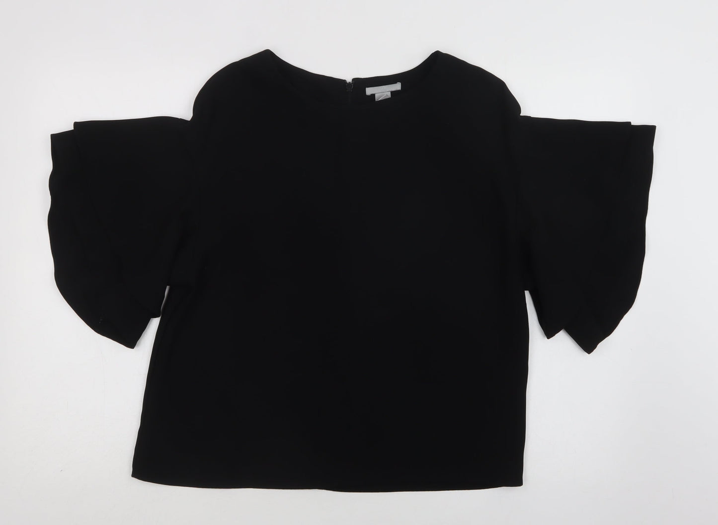 H&M Womens Black  Polyester Basic Blouse Size S Round Neck