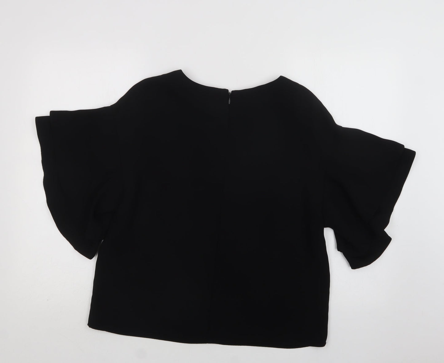 H&M Womens Black  Polyester Basic Blouse Size S Round Neck