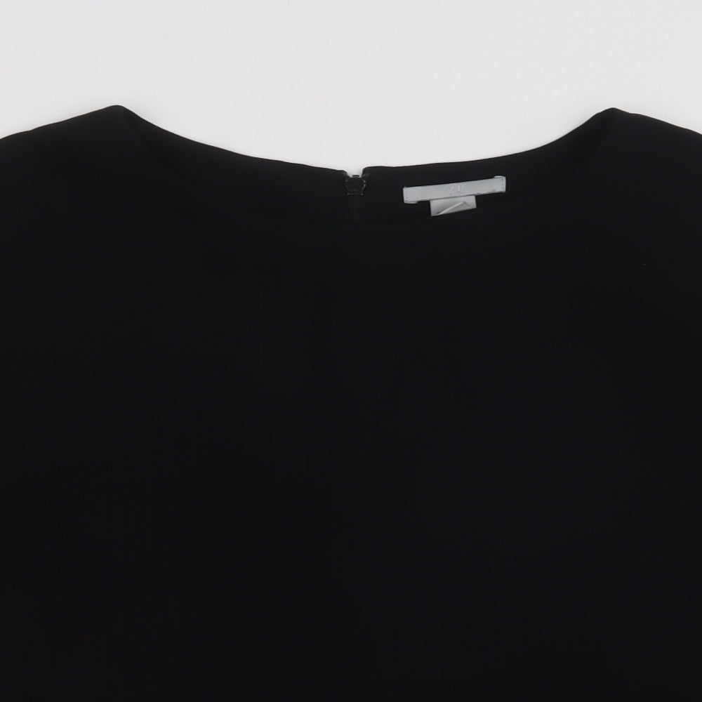 H&M Womens Black  Polyester Basic Blouse Size S Round Neck