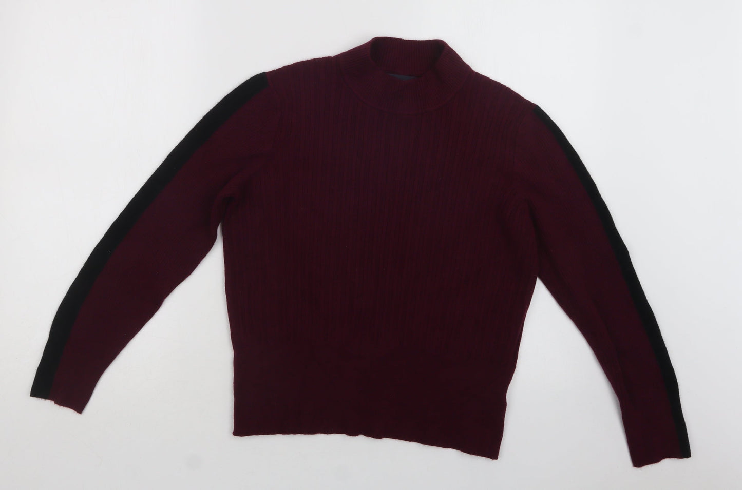 M7S Womens Purple Mock Neck  Viscose Pullover Jumper Size 16