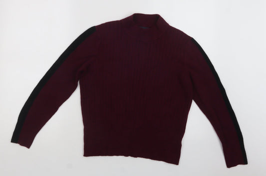 M7S Womens Purple Mock Neck  Viscose Pullover Jumper Size 16