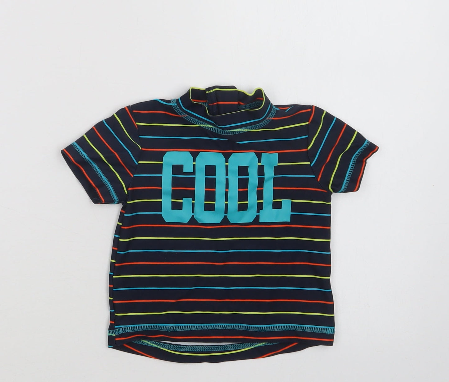 Primark Baby Multicoloured Striped Nylon Basic Blouse Size 9-12 Months Mock Neck Zip - Cool