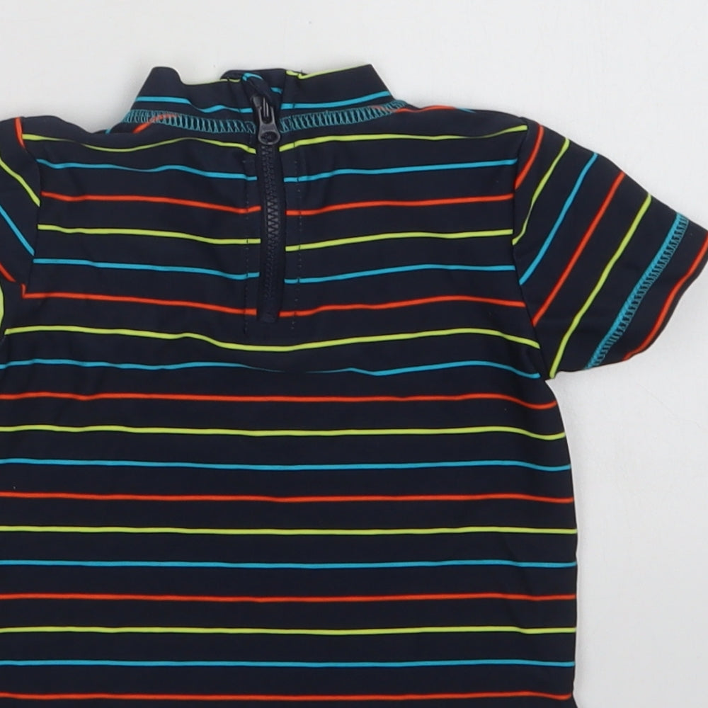 Primark Baby Multicoloured Striped Nylon Basic Blouse Size 9-12 Months Mock Neck Zip - Cool