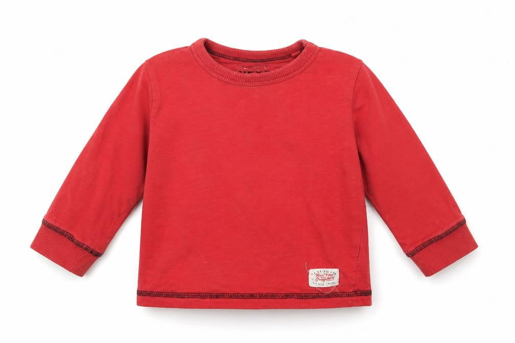 Next Baby Red  Cotton Basic T-Shirt Size 12-18 Months Crew Neck