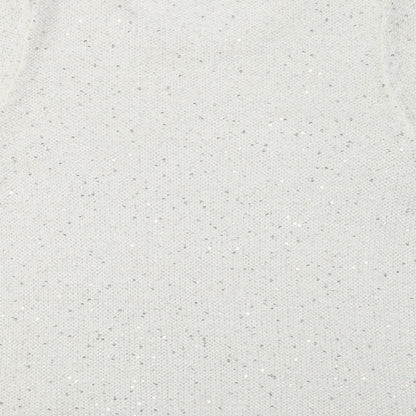 Marks & Spencer Womens White Crew Neck  Polyester Pullover Jumper Size 8