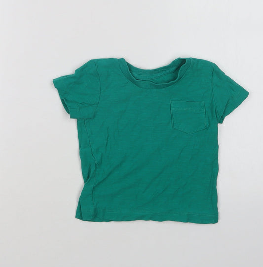 Matalan Baby Green  Cotton Basic T-Shirt Size 9-12 Months Crew Neck