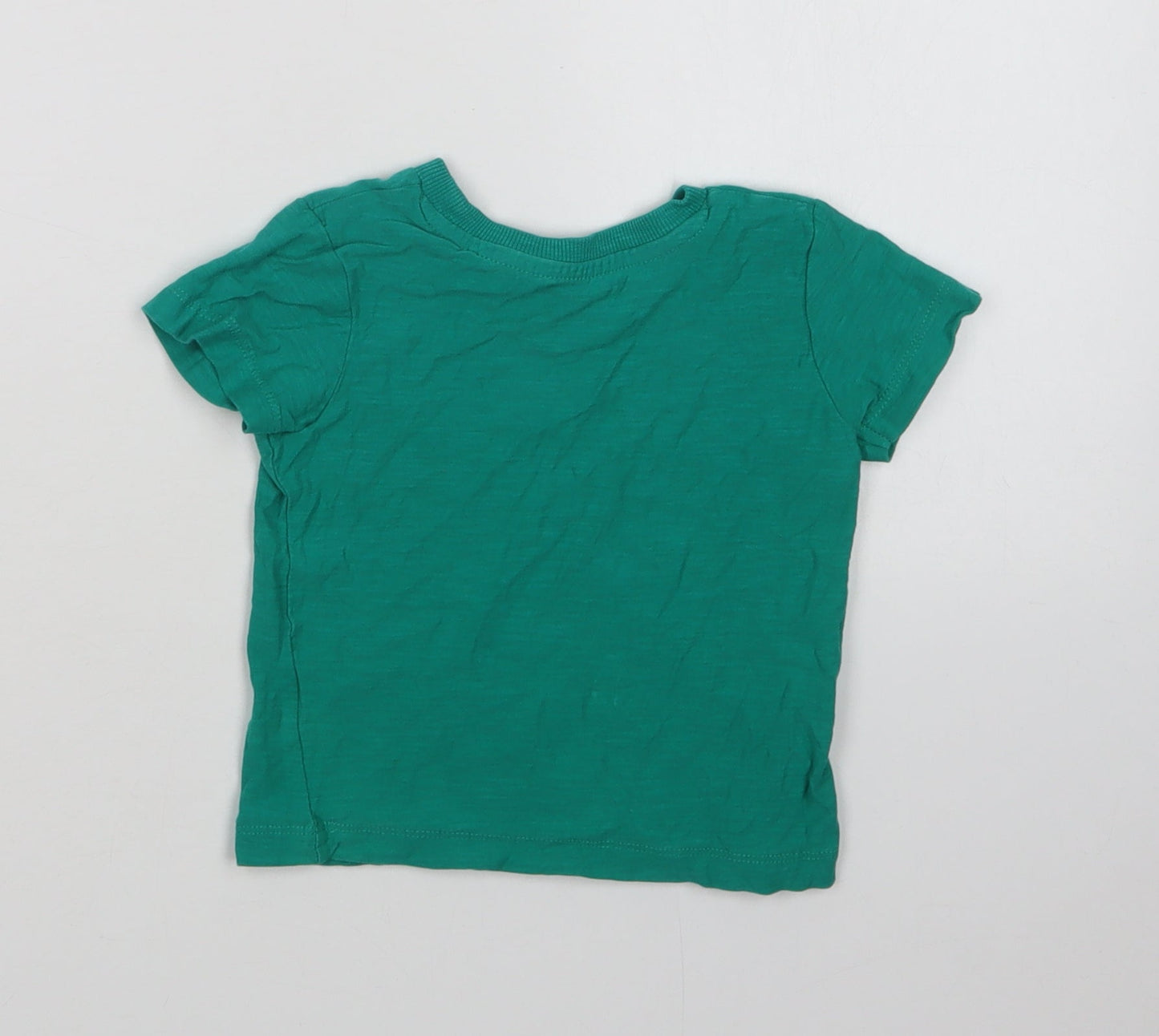 Matalan Baby Green  Cotton Basic T-Shirt Size 9-12 Months Crew Neck