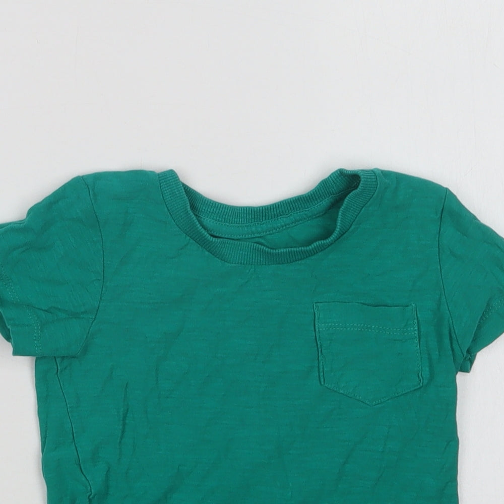 Matalan Baby Green  Cotton Basic T-Shirt Size 9-12 Months Crew Neck
