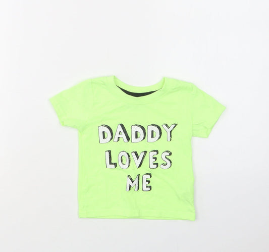 Primarkj Baby Green  Polyester Basic T-Shirt Size 9-12 Months Crew Neck
