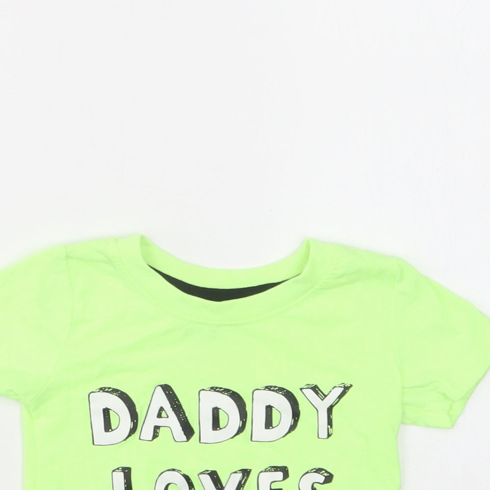 Primarkj Baby Green  Polyester Basic T-Shirt Size 9-12 Months Crew Neck