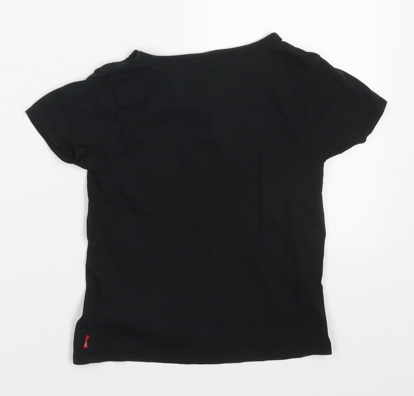 Levi's Girls Black  Cotton Basic T-Shirt Size 6 Years Round Neck Pullover