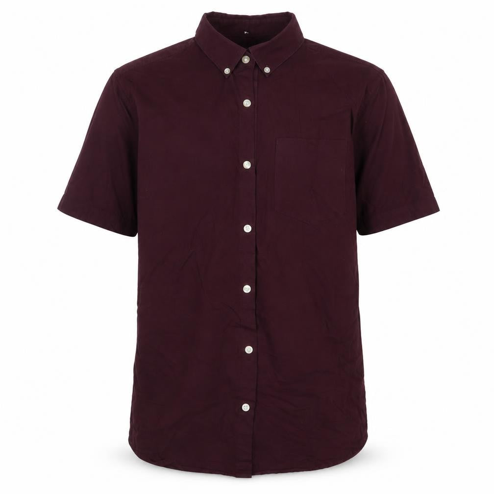 River Island Mens Red  Cotton  Button-Up Size S Collared Button - Burgundy