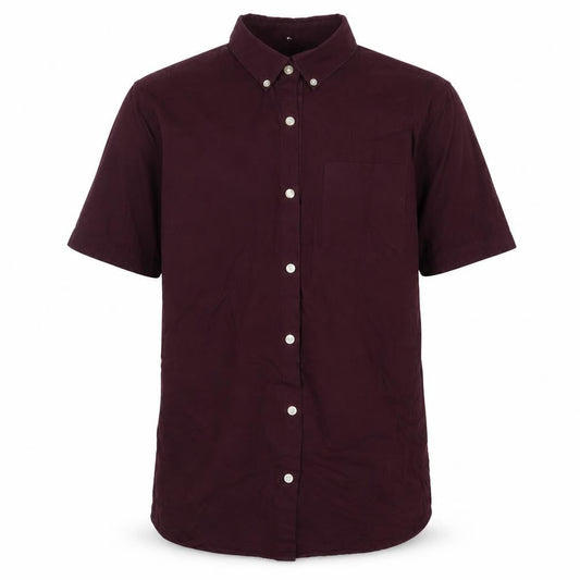 River Island Mens Red  Cotton  Button-Up Size S Collared Button - Burgundy